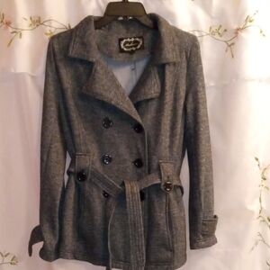 Ambiance Charcoal Double-Breasted Trench Coat